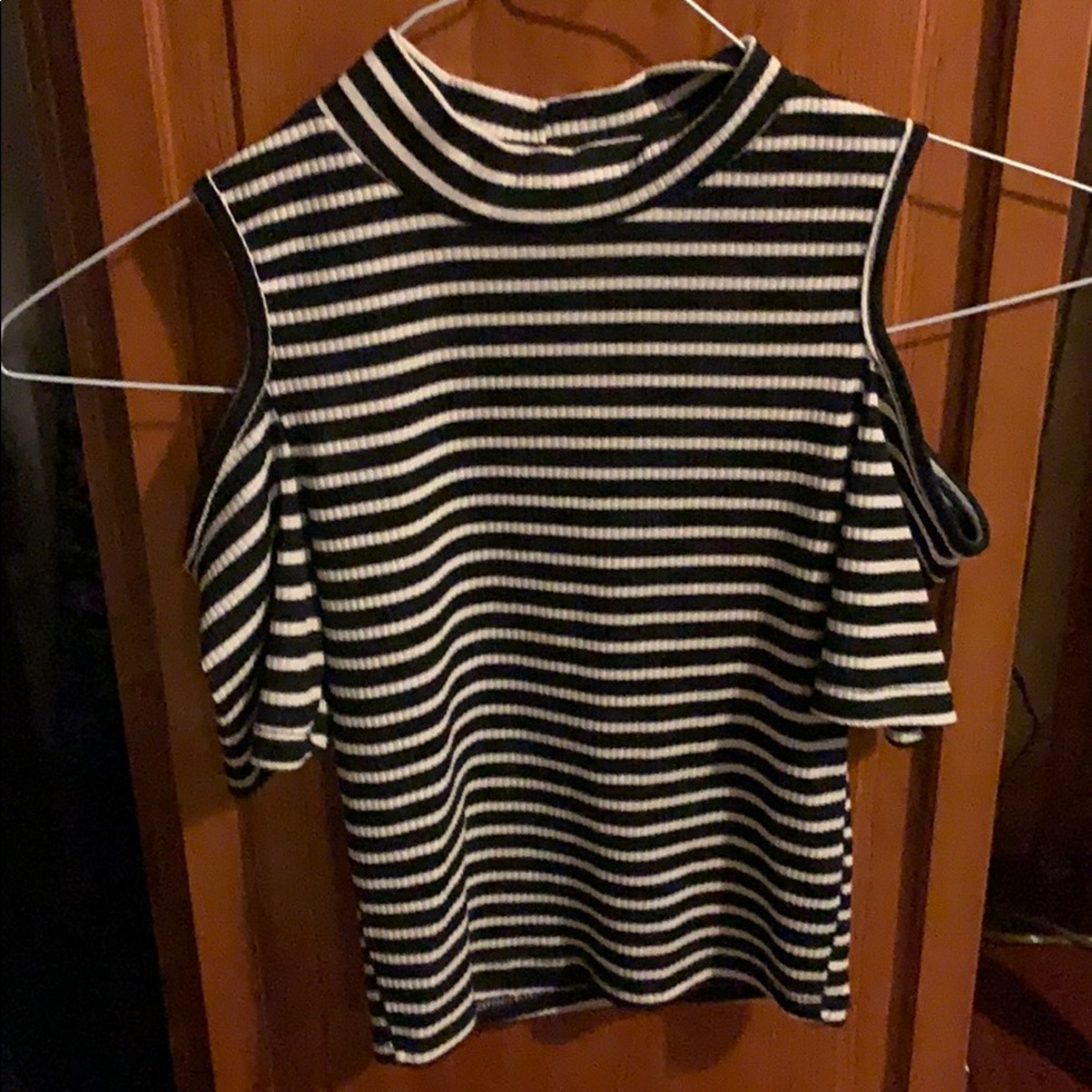 ACEMI striped mock neck top